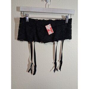 NWT Silky Lace Suspender Garter Belt Sexy Black Small